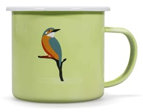 Half Moon Bay | RSPB | Kingfisher Enamel Mug | 500ml | Large Metal Camping Cup | Nature & Bird Lover Gift