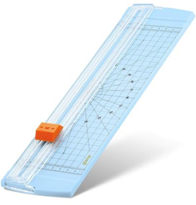 LOZTBUE 1 pièce coupe-papier bleu, portable avec lame interchangeable, coupe-papier planche à découper avec protection de sécurité automatique pour couper le papier