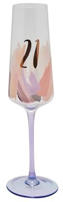 Widdop and Co Celebrations - Hotchpotch - 21th Birthday Luxe Brushstroke Birthday Champagne/Prosecco Flute Drinking Glass - Premium Kitchenware, Gifting & Homeware - Boxed & Ready to Gift.