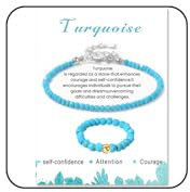 ZENGSING Elastischer Naturstein Ring und Kugelarmband Set für Damen - Verstellbares Edelstein Armband für Mädchen