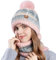 WANYIG Mütze Damen Winter Beanie Schal Set Warm Wintermütze Strickmütze mit Schal Herbst Mütze und Schal set mit bommel/Weichem Fleece Innenfutter(Farbverlauf Rosa)