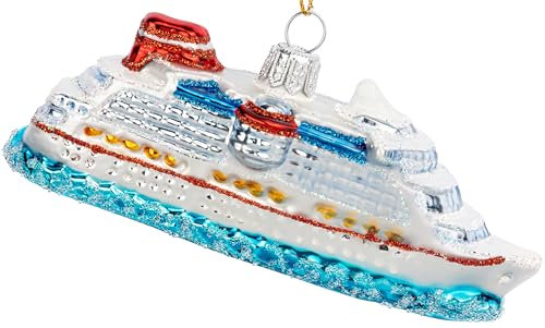 SIKORA Kreuzfahrtschiff besondere Weihnachtskugel Glas Christbaumschmuck Deko Figur Weihnachten Anhänger Ornament - Premium Line - BS808