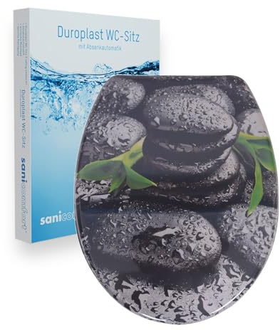 sanicomfort WC-Sitz, Duroplast, mit Absenkautomatik, Toilettensitz passend für alle handelsüblichen WC-Becken (Light Shine)
