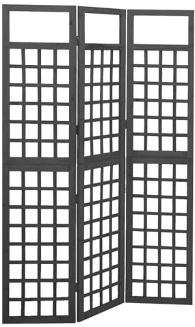 Home Garden Cloison de séparation à 3 panneaux en bois de sapin massif Noir 121 x 180 cm