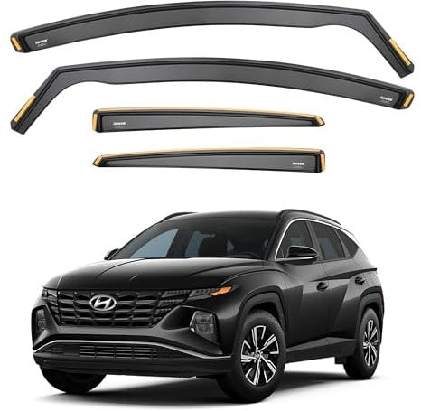 ISPEED Wind Deflectors for HYUNDAI TUCSON MK4 2020-2025 5 Door SUV 4pc Set - Keep Your Car Ventilated In Rain - Reduce Wind Turbulence - Tinted In-Channel Type