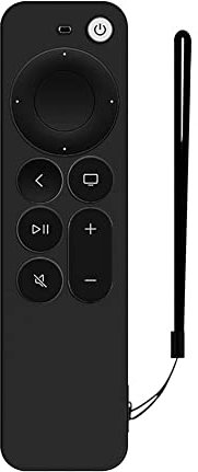 Custodia per Apple TV 4K 2nd Gen Siri,2021 Custodia protettiva per telecomando anti-perso, copertura anti-scivolo in silicone resistente e antiurto (nero)