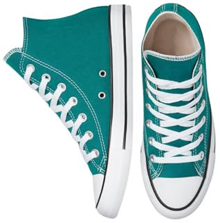 Divadames Womens High Top Lace Up Flat Canvas Pumps Ladies Casual Plain Shoes Size (Turquoise, UK Footwear Size System, Adult, Women, Numeric, Medium, 5)