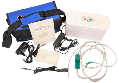 HST-Sauerstoffgerät ca. 3l/min tragbares leichtes Inhalationsgerät 2 kg | mit Griff, Sauerstoffkonzentrator 230/12 Volt + Akku inkl. Tragetasche, handlicher Inhalator für Sauerstoff