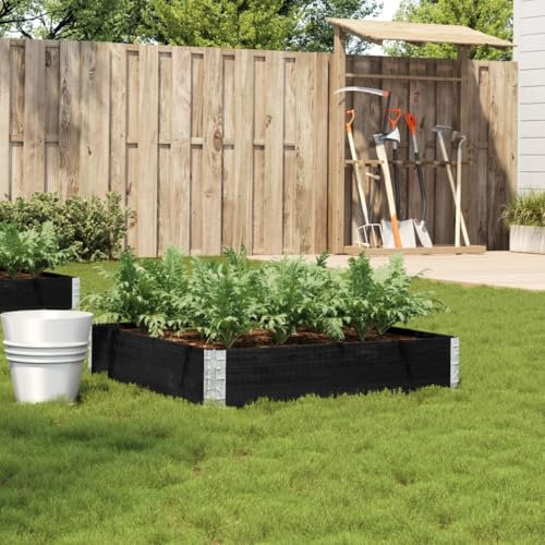 Fioriera da Giardino Nera 100x100 cm in Legno Massello di Pino (9,4KG)