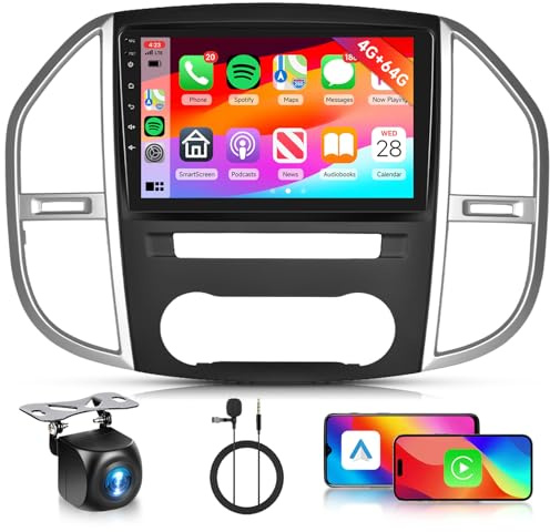 Hodozzy 4G+64G Autoradio für Mercedes Benz Vito 3 W447 2014-2020 mit Wireless Carplay Android Auto Mirrorlink, Android Radio 10 Zoll Touchscreen mit Navi Bluetooth WiFi DSP FM/RDS Rückfahrkamera