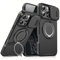 Mixroom - Custodia Cover per iPhone 11 Pro Protezione Antiurto Militare con Supporto cellulare a stand Cavalletto ad Anello Magnetico Copertura Fotocamera Slide Scorrevole C07 Nero