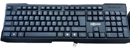 HD CORE KB-S5713 USB Wired Keyboard and Mouse Set, Gaming PC Desktop, UK Layout, Black