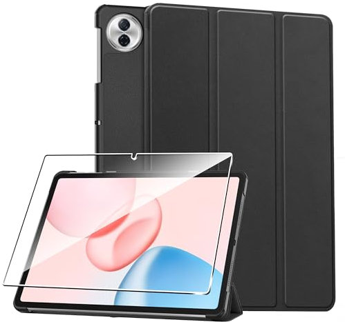 Rojeuinn Hülle für Honor Pad 10 12.1 2025 Tablette Case Cover+ 1 Stücks Schutzglas Schutzfolie -Schwarz