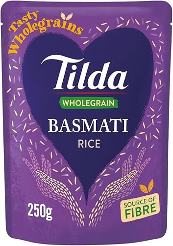 Tilda Wholegrain Basmati Rice, Microwave Ready, Healthy & Gluten Free, 250g Pouch (Pack of 3)