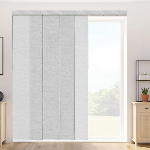 VEVOR Store à Panneaux sur Rail Extensible 116-218 cm de Largeur, Panneau Japonais Vertical Ajustable jusqu'à 243 cm de Hauteur, pour Portes Coulissantes, Séparation de Pièce, Fenêtres, Gris