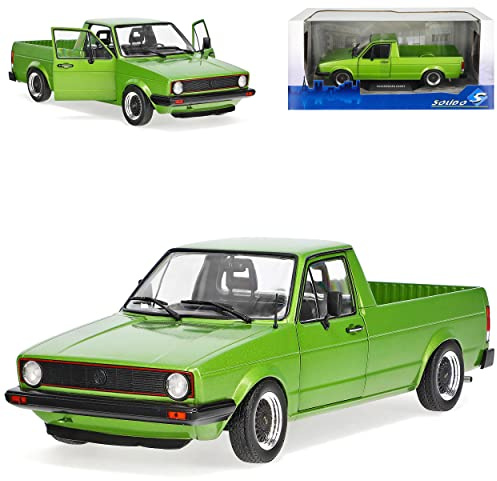 alles-meine.de GmbH Volkwagen Caddy 14D Pick-Up Pritsche Metallic Grün 1978-1992 1/18 Solido Modell Auto mit individiuellem Wunschkennzeichen