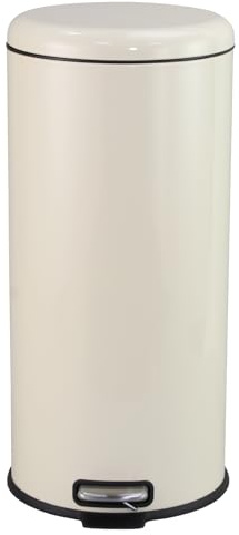 Panana 30L Rectangular Stainless Steel Kitchen Pedal Bin Modern Rubbish Waste Dustbin with Soft-Close Lid & Inner Bucket (Beige, Round 30L)