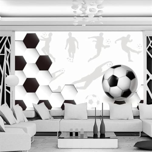 Tzxztt Dreidimensional Handgemalt Fußball Schwarz Weiß Geometrie Moderne 3D Tapete Hochwertige Strukturierte Seide Neutrale Material Ideal Für Wohnzimmer Schlafzimmer-300cm×210cm