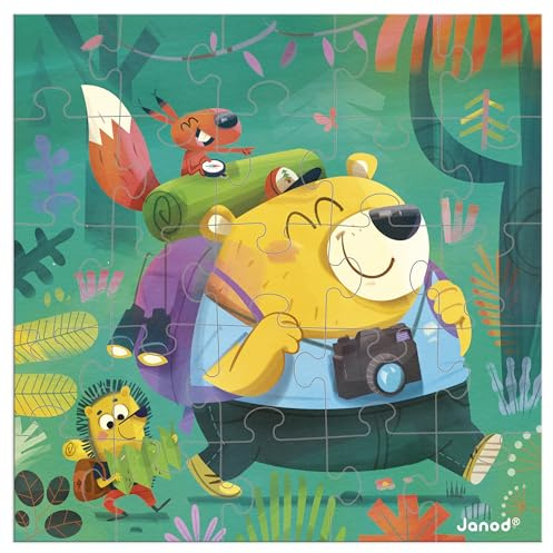 Janod – Grußkarte-Puzzle – Geschenkkarte-Puzzle 25 Teile Wanderung + 1 Karte + 1 Umschlag – Ideal für Geburtstagskarten, Grußkarten – Ab 3 Jahren