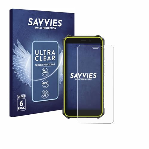 Savvies Schutzfolie für Ulefone RugKing 2 Pro | 6 Stück Transparenter Displayschutz Made in Germany Ultra-Klar Displayschutz-Folie