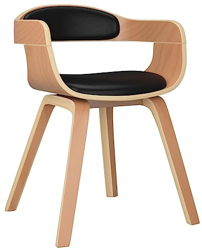 Vorpalize Esszimmerstuhl Schwarz Bugholz und Kunstleder ergonomisch gepolstert komfortabler Stuhl Esszimmermöbel Küchenstuhl Sitzbreite 38,5 cm langlebig belastbar bis 110 kg
