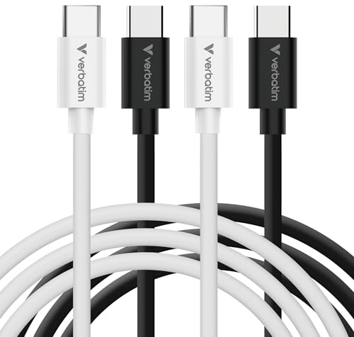 Verbatim Essentials 2x1m PACK USB-C auf USB-C Kabel 60W, PD 3.0, Ladekabel [Schwarz & Weiß]