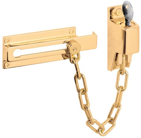 Prime-Line Products U 9912 Door Guard with Key Chain Brass Finish