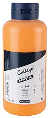 Schmincke - College Acrylic, Orange 750 ml, 33240030, Acrylfarbe mit Künstler-Pigmenten in hoher Konzentration, deckend und lasierend, lichtecht, seidenmatt