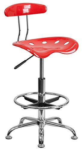 Flash Furniture Vibrant Cherry Tomate und Chrom Zeichenhocker mit Traktorsitz