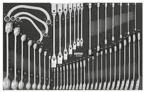Sonic equipment - Schaumstoffmodul Ratschenschlüssel, Stecknüsse, Gelenk