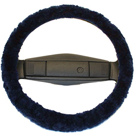 Reissner Lammfelle | LERA-15-MAR | Lenkradbezug Lenkradschoner Lenkradhülle für Auto und Wohnmobil | Echtes Merino Lammfell | Florhöhe 15mm | passend für ⌀40cm | Anti Rutsch | Farbe Marineblau
