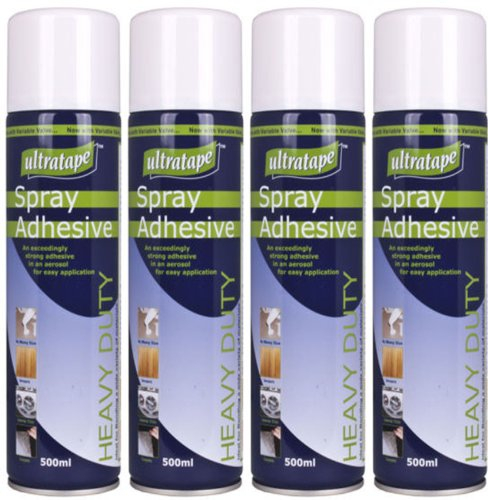 4 x 500ml Tin Heavy Duty Carpet Fabric Foam Craft Spray Mount Adhesive Multi-Purpose Glue