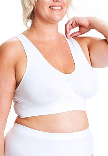 All Woman Large Pull-Over Seamless Bra Sizes Up to 56E (XXL, White)