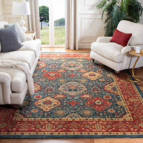 SAFAVIEH Mahal Collection Area Rug - 9' x 12', Navy & Red, Traditional Oriental Design, Non-Shedding & Easy Care, Ideal for High Traffic Areas in Living Room, Bedroom (MAH655C)