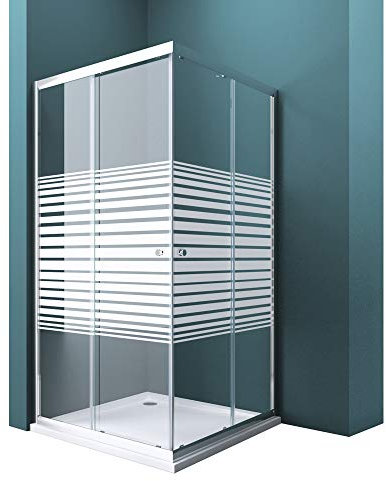 Mai & Mai Box Doccia 75x90cm, Box Doccia a Soffietto Cabina Bagno in Parzialmente Smerigliato con Porte Scorrevoli Box Cabina Doccia Angolare Ravenna16MS