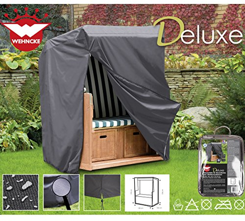 Deluxe Schutzhülle für Strand- Körbe mit 2 Reißverschlüssen 130x100cm - Strandkorb Gartenmöbel Schutz Hülle Abdeckung Tragetasche Plane