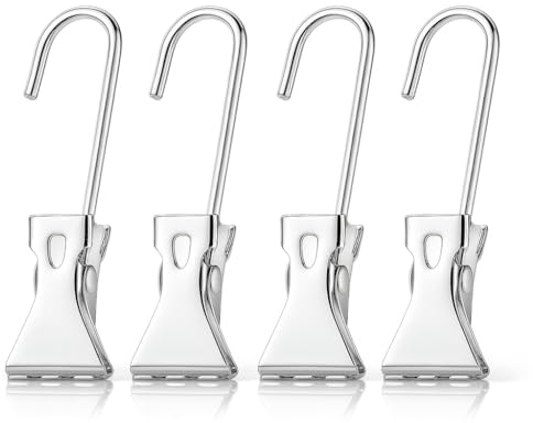 buy-safe.de Edelstahl Aufhängeclips - 4 Stück - Handtuchaufhänger Kleiderhaken Handtuchhaken Aufhänger Haken Handtuchclips