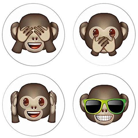 4 x Kühlschrankmagnete Emoji Ø 25mm Magnete für Pinnwand Magnettafel - Magnete für Kühlschrank, Magnetboard, Büro, Emoji-Set:Monkeys