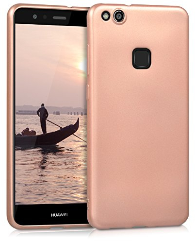 kwmobile Case kompatibel mit Huawei P10 Lite Hülle - Schutzhülle aus Silikon metallisch schimmernd - Handyhülle Metallic Rosegold