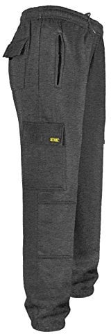 SITE KING Mens Cargo Combat Work Tracksuit Jogging Bottoms with Knee Pad Pockets Size S to 5XL Fleece Pants (Medium - 34/36 Waist, Charcoal)