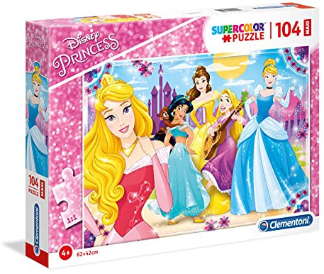 Clementoni 23714 Maxi Princess – Puzzle 104 Teile ab 4 Jahren, farbenfrohes Kinderpuzzle mit extra großen Puzzleteilen, Geschicklichkeitsspiel für Kinder