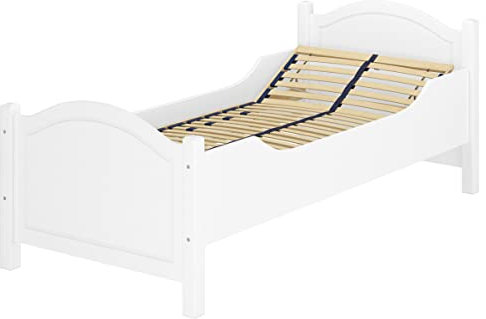 Erst-Holz®Massivholzbett extra hoch Kiefer waschweiß Federholzrahmen 90x200 Senioren Kinderbett 60.40-09 W FV