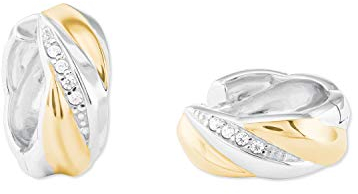 Amor Creolen 925 Sterling Silber Damen Ohrschmuck, mit Zirkonia synth., 1,5 cm, Bicolor, Kommt in Schmuck Geschenk Box, 2023879