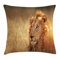 ABAKUHAUS Tierwelt Kissenbezug, Male Lion Grass Field, Dekorative Kopfkissenhülle mit Beidseitigem Druck Reißverschluß Waschbar, 40 x 40 cm, Senf Rot