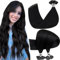 Hetto Extension Cheveux Naturel Keratine Noir Profond Extension Keratine Cheveux Naturel Noir Remy Lisse 40cm 50g 50 Mèches #1