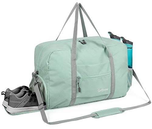 Sportsnew Sporttasche mit Schuhfach & Nassfach Reisetasche Damen Trainingstasche Herren Gym Tasche Fitnesstasche Weekender Bag, Minzgrün
