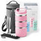 Lille Home Boîte à déjeuner/collation isotherme empilable en acier inoxydable à 3 niveaux avec sac à déjeuner, et 3 joints supplémentaires, 1,38 l, rose