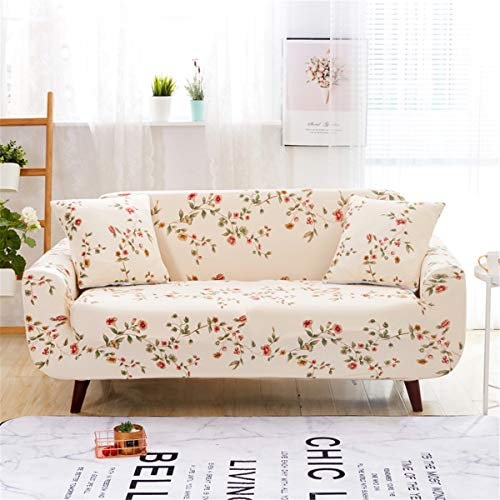 Surwin Sofabezug Sofa Überwürfe 1 2 3 4 Sitzer, Muster Elastische Stretch Universal Sofahusse Sofa Abdeckung Schonbezug Couchbezug für Armlehnen Sofa (Beige Blumen,1 Sitzer (90-140cm))