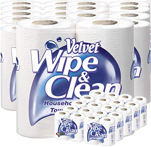 Velvet Wipe & Clean Excellent Value Thick & Strong Kitchen Household Towels 20 Rolls Total