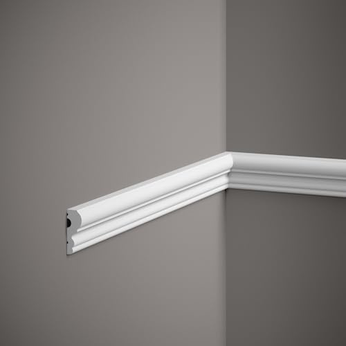 Mardom Decor MD325 Wandleiste Zierleiste - Weiße Profilleiste Friesleiste Stuckprofil Wand Rahmen Dekor - Langlebiger PolyForce-Kunststoff - Widerstandsfähig und Langlebig - 200 x 4,1 x 1,5 cm